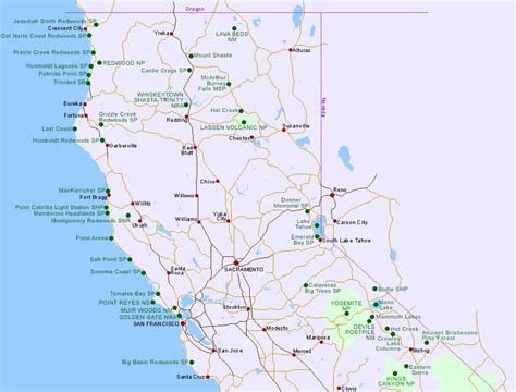 Map of North California, USA .